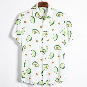 Fluorescent Color Men Shirt Summer High Quality Breathable Hawaiian
